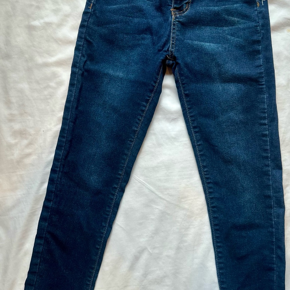 Indigo Blue Skinny Jeans with Subtle Fading